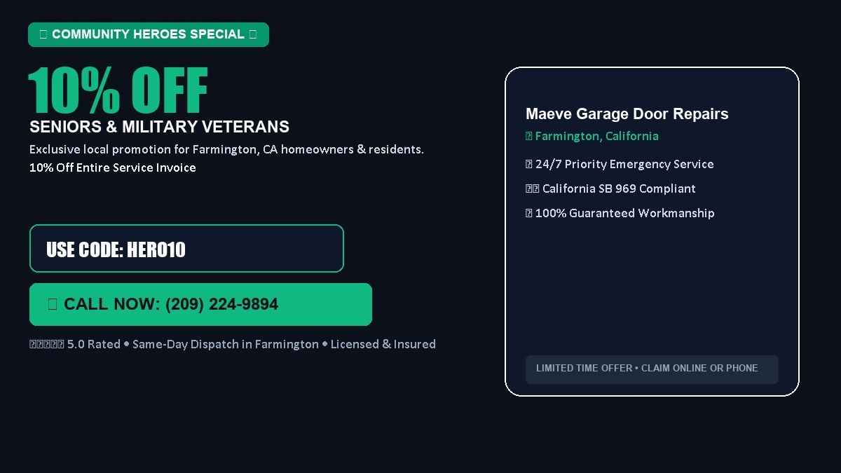 Maeve Garage Door Repairs 10% OFF Seniors & Military Veterans